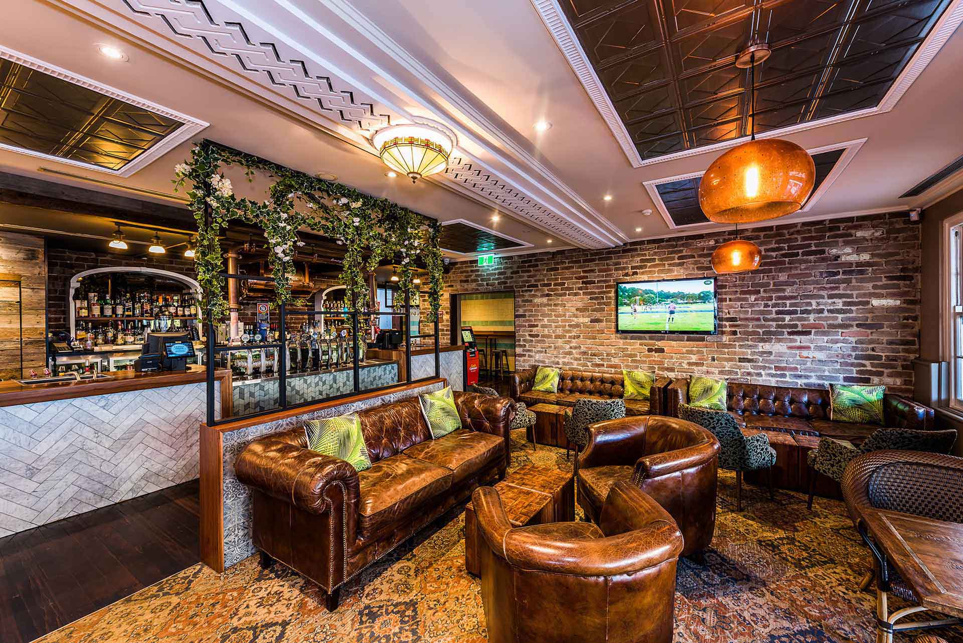 Hospitality venue interior lounge and bar